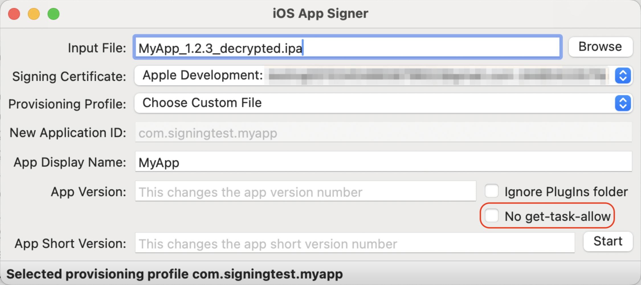 Re-signing tool interface